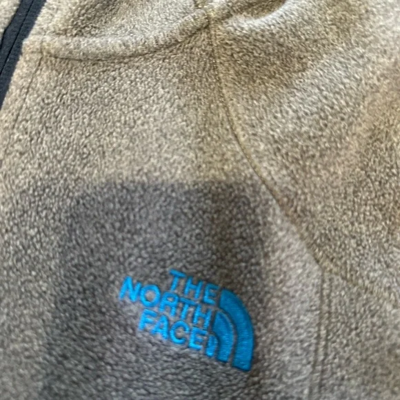 The North Face Grey Hooded Fleece with Bright Blue Logo - Picture 5 of 6
